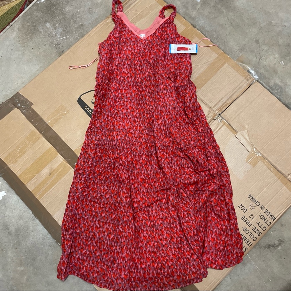 Red Patterned Sleeveless Dress